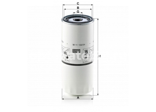 Фильтр масляный RENAULT/VOLVO Long Life (длинный пробег/ 2шт на Volvo) MANN-FILTER W 11 102/34