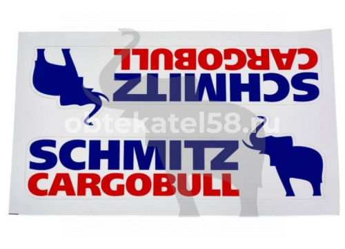Наклейка "Schmitz Cargobull" (пара) син./крас. 375х110 мм малая Schmitz он 920133