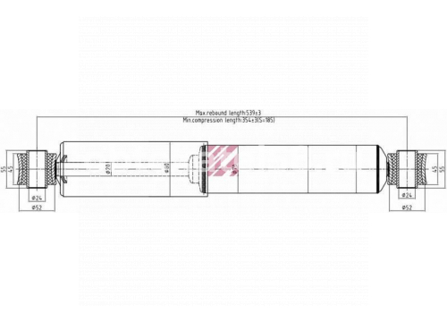 Амортизатор прицепа BPW 355/544 O/O 24х55 24х55 он 0237228802 MARSHALL M6000008