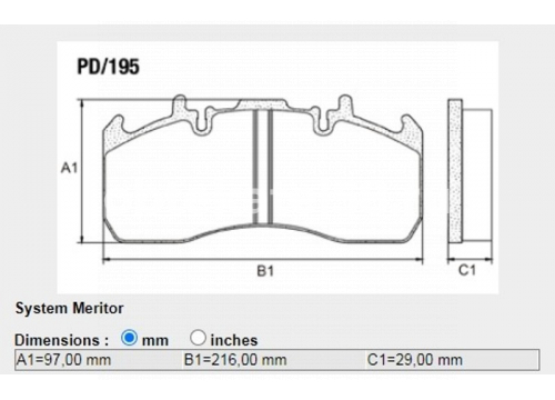 Комплект дисковых колодок 216х100х29мм Meritor Elsa 225-1 он 29203 ENTERPRISE Original ER5029173