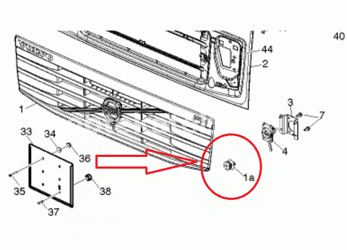 Клипса передней решетки в капоте Volvo он 82194800 TangDe TV05C010001