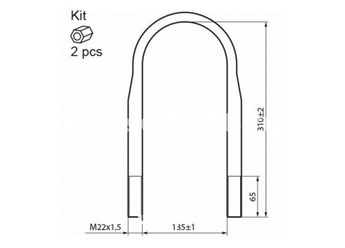 Стремянка с гайками SAF М22x1,5 307/133 EXOVO 28242E