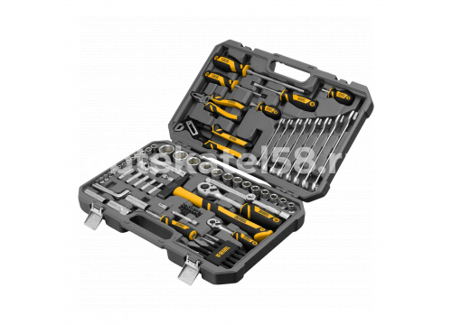 Набор инструментов 84 предмета 1/2", 1/4", CrV, S2, пластиковый кейс Denzel 15802
