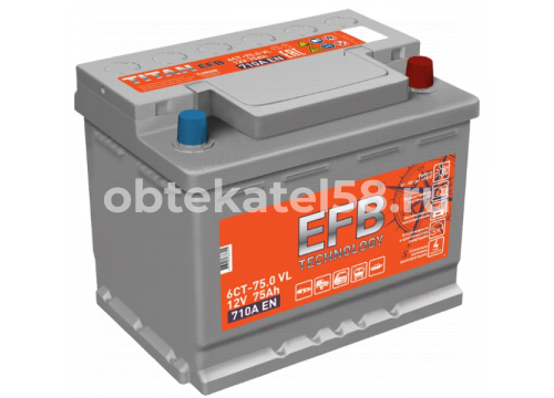 Аккумулятор 12V/75Ah+EFB/710A /(+) справа 276x175x190мм TITAN 4607008886825